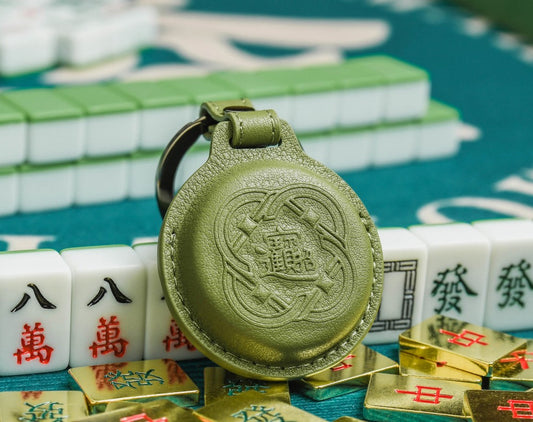 大甲鎮瀾宮 馬卡龍招財鑰匙圈 之 『紅中發』Style 50088-A177 小牛皮素紋抹茶綠A177