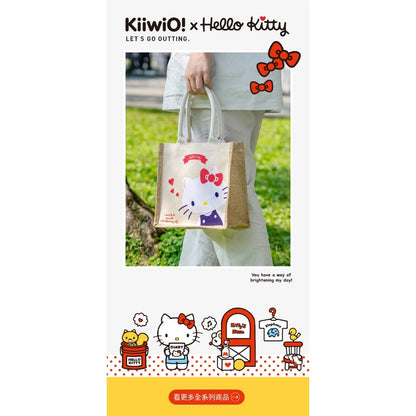 Hello Kitty x Kiiwi O! 聯名款．萌萌大臉系列雙面棉麻手提袋