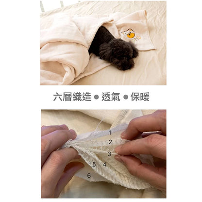 台灣興隆毛巾 六層紗胖的熊有機染單人毛巾被