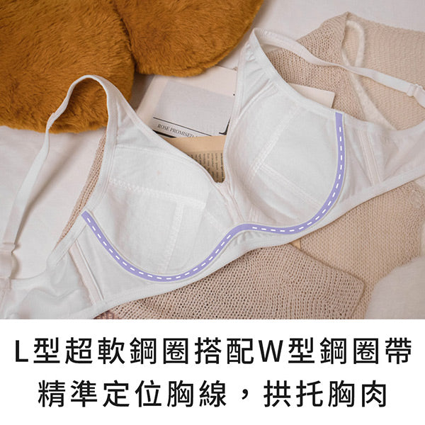 YURUBRA 啵啵奶昔。棉質軟鋼圈二排釦內衣 B.C罩