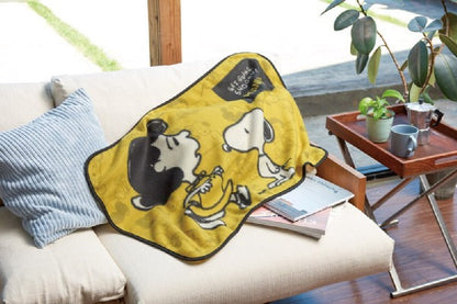 SNOOPY PEANUTS 史努比滿版休閒毛毯冷氣毯 黃色(1入)
