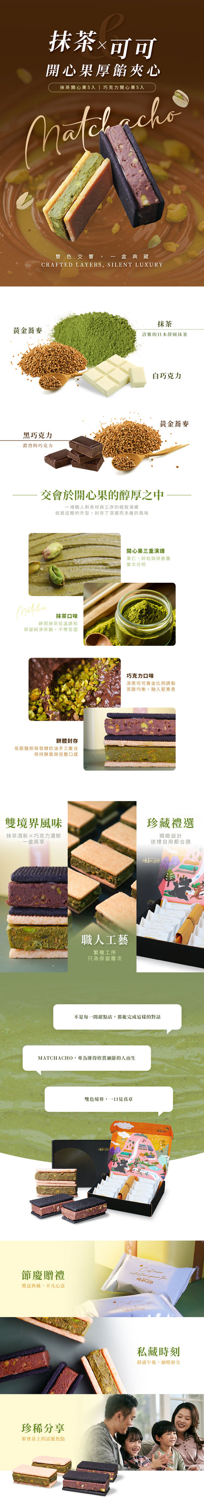 曉翮流域 厚餡夾心禮盒-MATCHACHO開心果(綜合-抹茶開心果厚餡夾心 5入、
巧克力開心果厚餡夾心 5入)