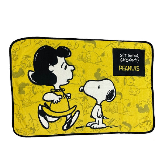 SNOOPY PEANUTS 史努比滿版休閒毛毯冷氣毯 黃色(1入)